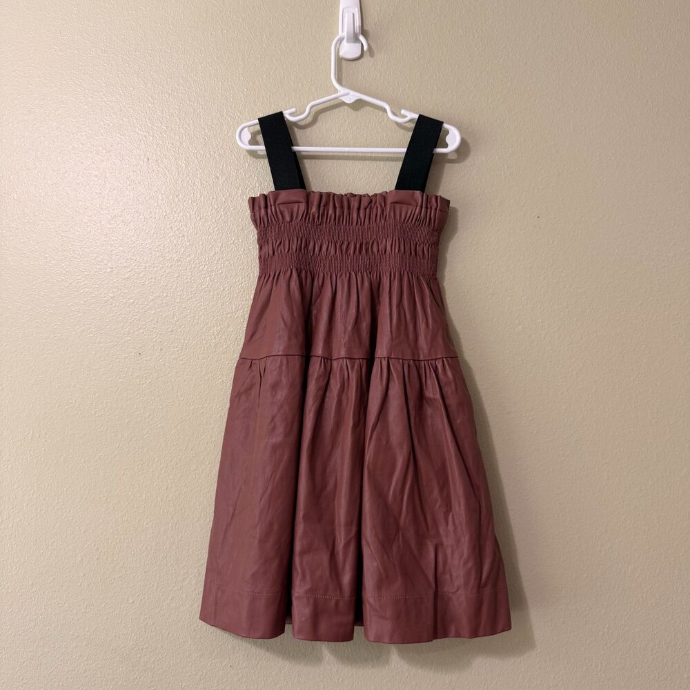 Darlin' Girls Mauve Pink Faux Leather Smocked Tiered Dress - Size 6